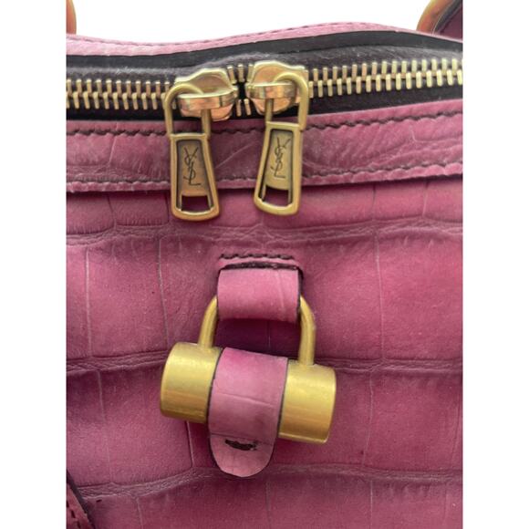 NWT Limited YSL Saint Laurant Crocodile Suede Oversized Large Muse Bag Purple - Picture 7 of 12